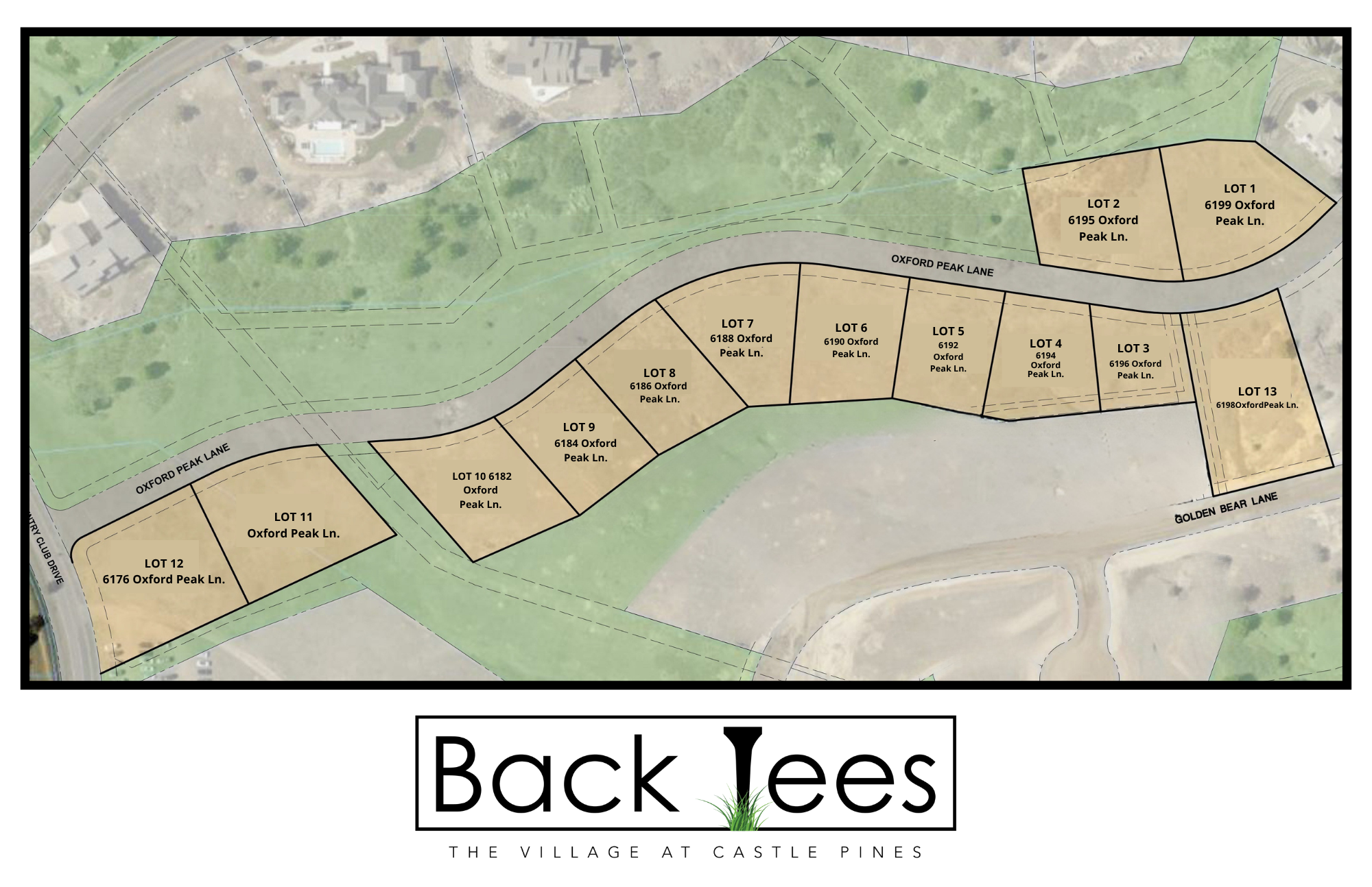 Back Tees lot map — The Village at Castle Pines