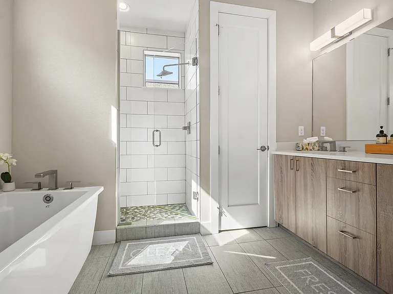 Modern bathroom with walk-in shower